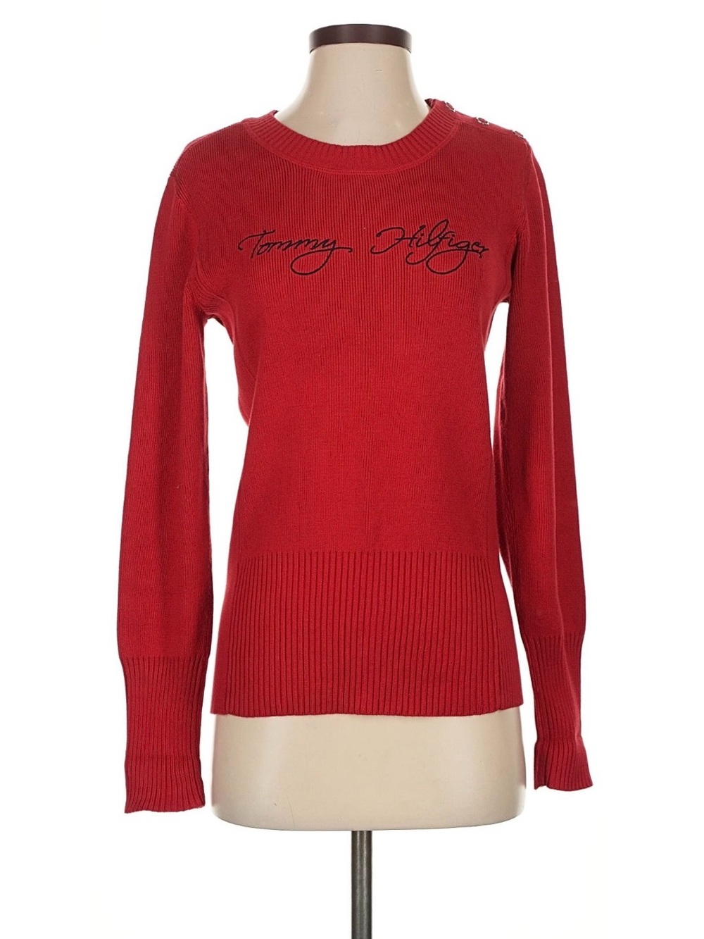 Tommy Hilfiger Scarlet Red Crewneck Sweater with Script Logo